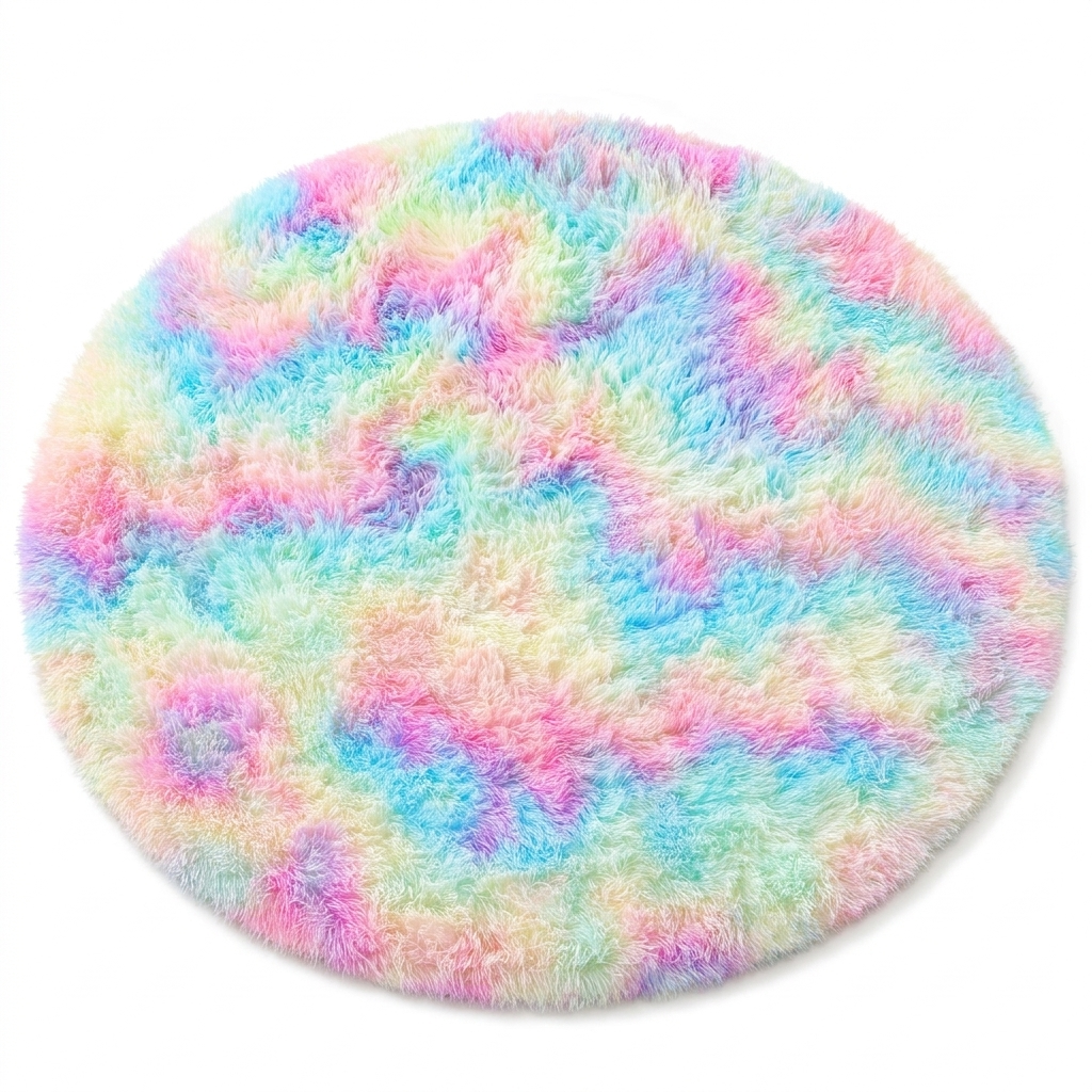 Smiry Rainbow Shaggy Rug 120cm Round