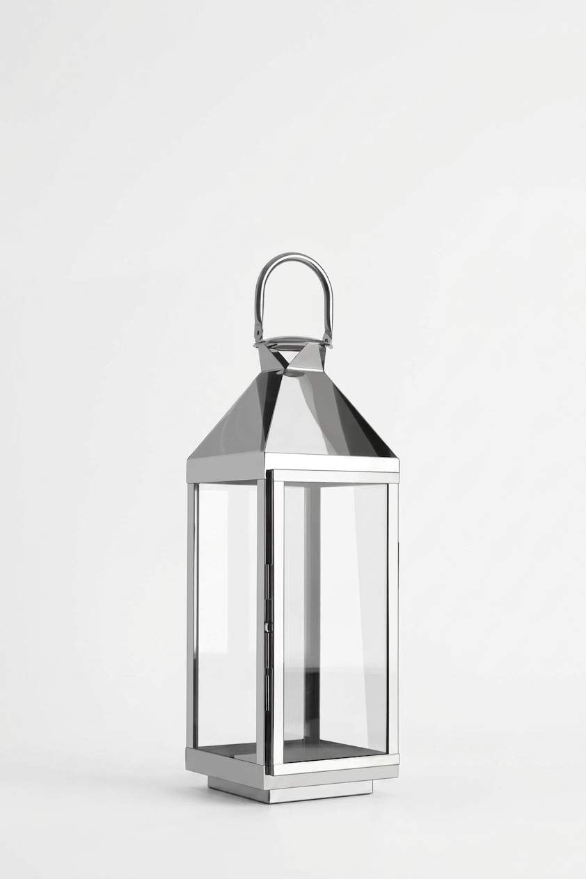 home Fassadenlaterne aus Edelstahl, Chrom, mittel (60 cm)