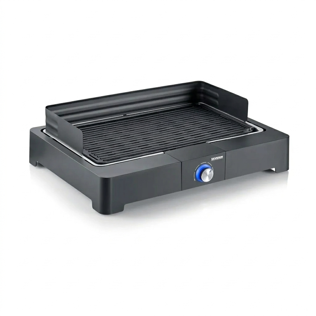 SEVERIN Tischgrill mit Aluminium-Grillplatte für drinnen und draußen, Elektrogrill mit schnellem Grill-Start, Balkon Gri