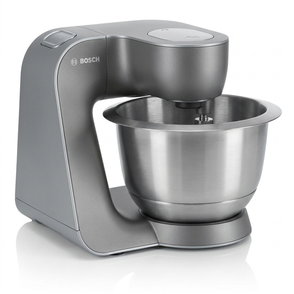 Bosch Küchenmaschine Serie 4, Edelstahl-Schüssel 3,9 L, Knethaken, Schlag- und Rührbesen Edelstahl, spülmaschinenfest, M
