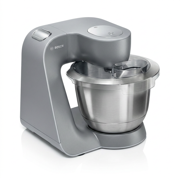 Bosch Küchenmaschine Serie 4, Edelstahl-Schüssel 3,9 L, Knethaken, Schlag- und Rührbesen Edelstahl, spülmaschinenfest, M
