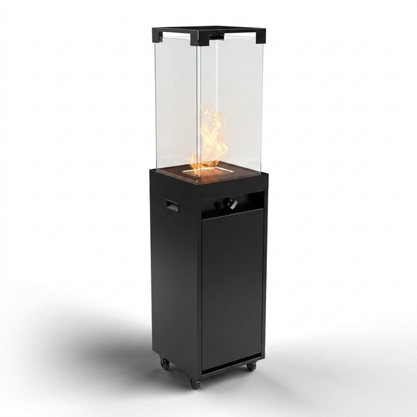 Planika - Faro – Terrassenheizer Gas schwarzer, 8kW tragbarer und freistehender, Propan Heizpilz für Ihren Garten und Te