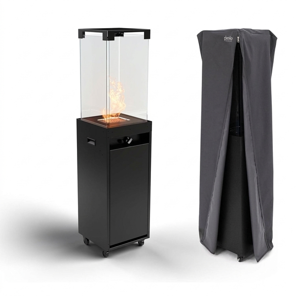 Planika - Faro – Terrassenheizer Gas schwarzer, 8kW tragbarer und freistehender, Propan Heizpilz für Ihren Garten und Te