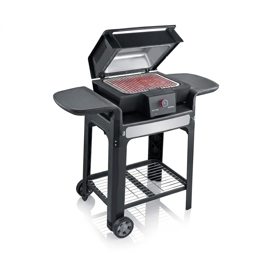 SEVERIN SEVO GTS Elektrogrill mit Deckel und Untergestell, elektrischer Standgrill, in 10 min bis 500 °C, Balkon Grill m