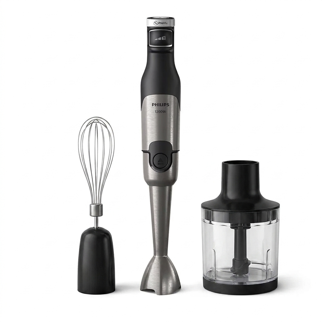 Philips 5000-Serie Stabmixer inkl. Schneebesen, Spiralizer, XL-Zerkleinerer - 1200 W Leistung. ProMix-Technologie. LED-G