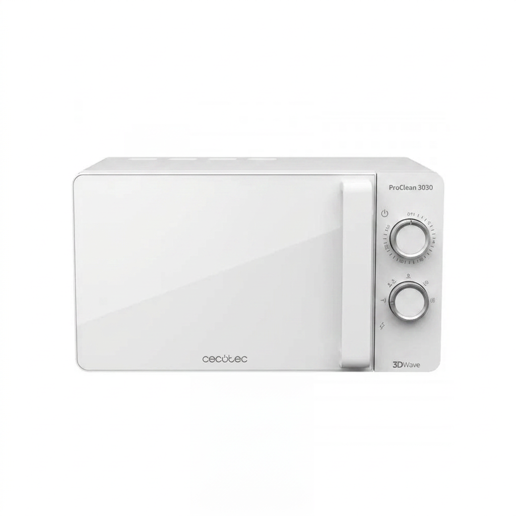 Cecotec Micro-ondes Proclean 3030 Flatbed. Capacité 20L, 700W, 6 niveaux, gril halogène de 800W, design compact avec por
