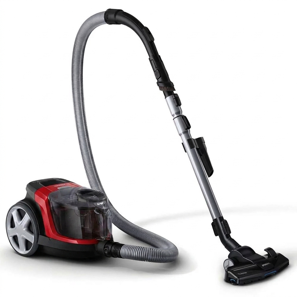 PHILIPS PowerPro Compact Staubsauger – Leicht, Beutellos, 750 W Saugleistung, TriActive Düse Für Hartböden und Teppich, 