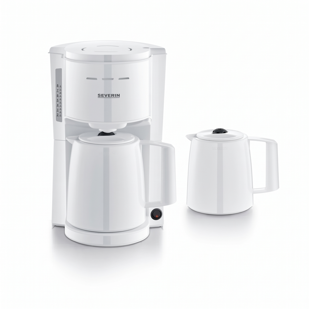 Severin Filterkaffeemaschine mit 2 Thermokannen, Kaffeemaschine mit Durchbrühdeckel, tropffreies Ausgießen, la
