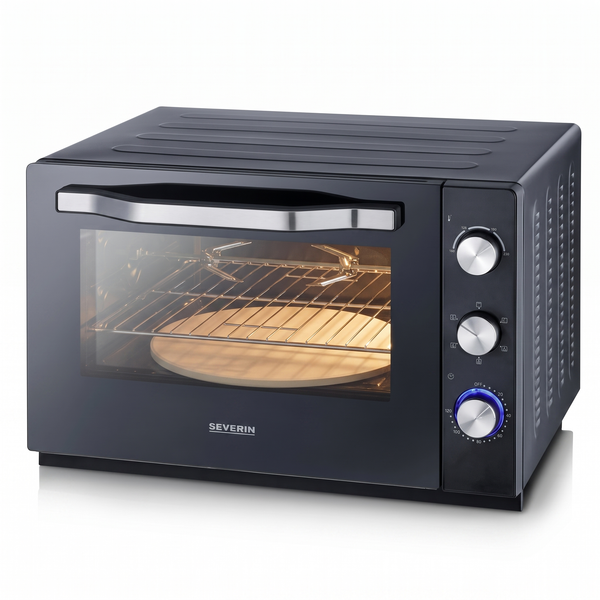 SEVERIN Four posable XXL à Chaleur Tourte 60 L avec pierre à pizza et tournebroche 2 200 W design simple et él