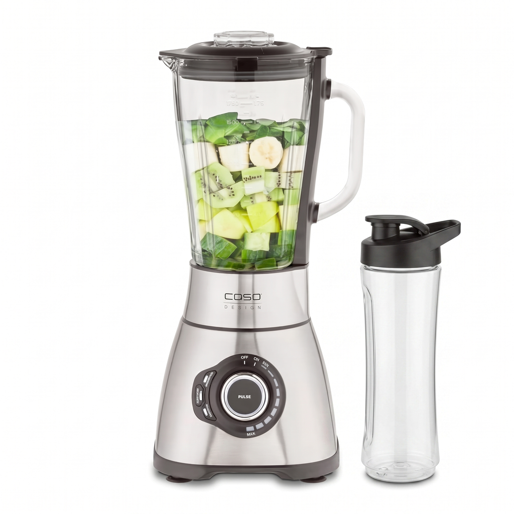 CASO B 1800 PowerBlender-Set - Standmixer, 28.000 U/min, Glasbehälter 1,75 L, inkl. Trinkflasche und Zerkleine