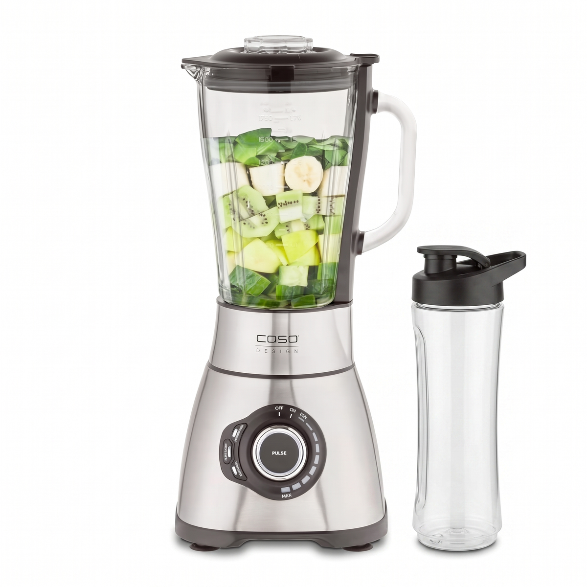 CASO B 1800 PowerBlender-Set - Standmixer, 28.000 U/min, Glasbehälter 1,75 L, inkl. Trinkflasche und Zerkleine